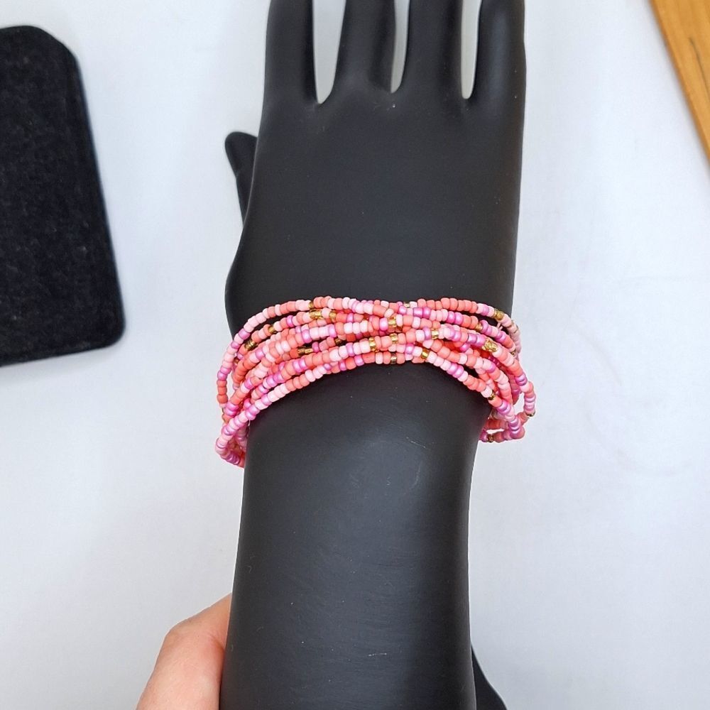 Pastel Pink beaded bracelet bundle pack of 10